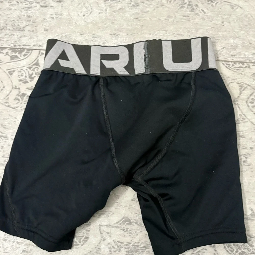 Under Armour Youth Black Compression Sliding Shorts + Protective Cup | SZ XS